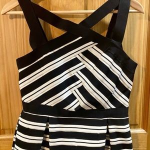 Fitted black and white blouse